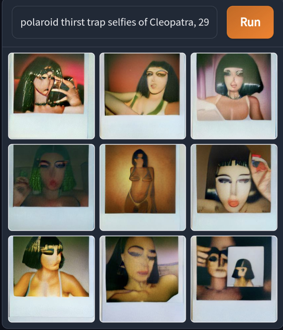 The meme is a collection of images of the Egyptian queen Cleopatra, but with a twist: they are all modified to look like they are drinking from a beer glass or a cocktail glass, with the caption "Cleopatra's got a thirst".